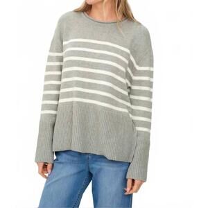 NEW SIX/FIFTY geralyn striped sweater in heather grey